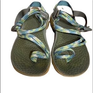 Chaco’s Eco-tread Toe Strap Sandals W 10 Green Blue